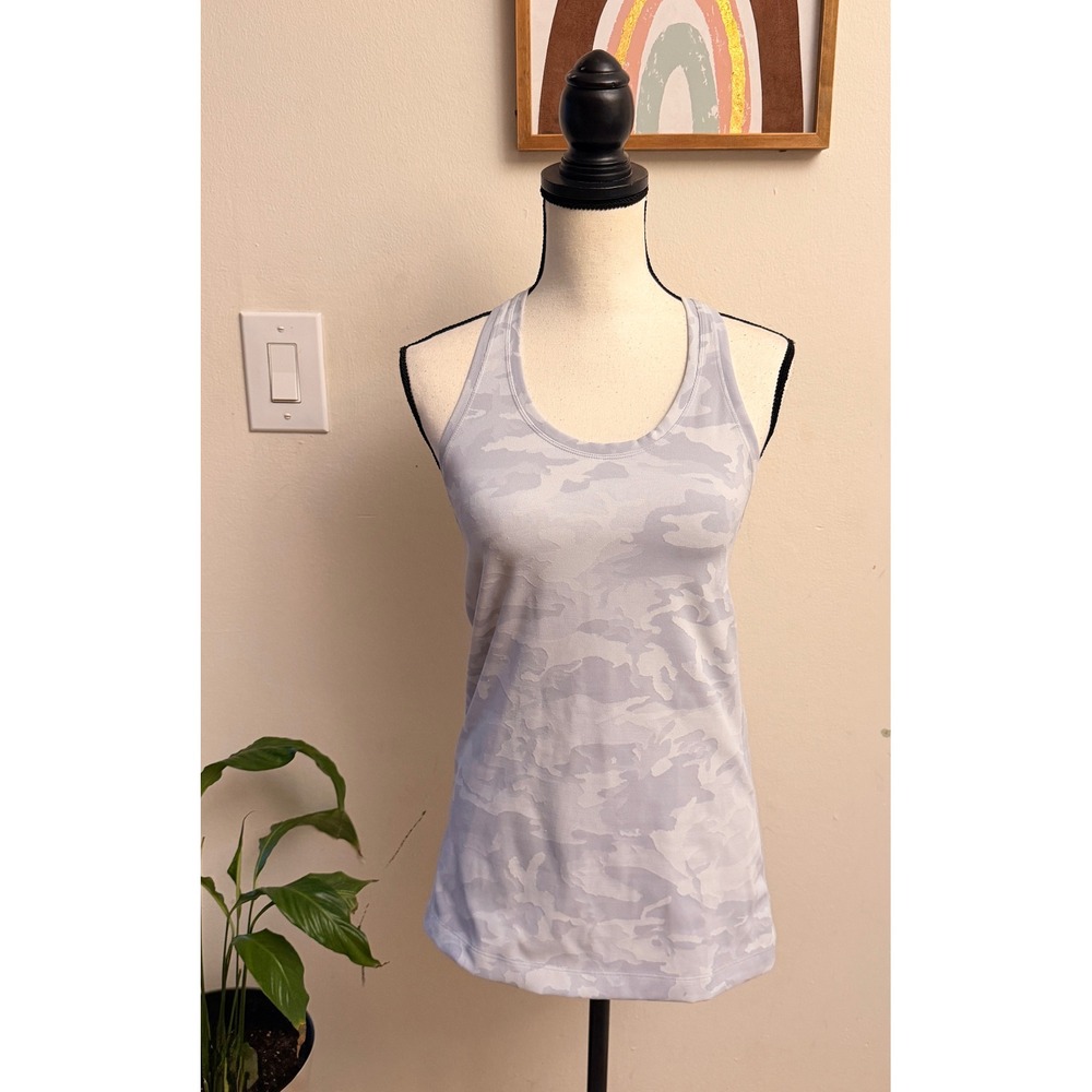 Lululemon Cool Racerback  Nulu Tank Top Womens Incognito Camo Grey Athletic